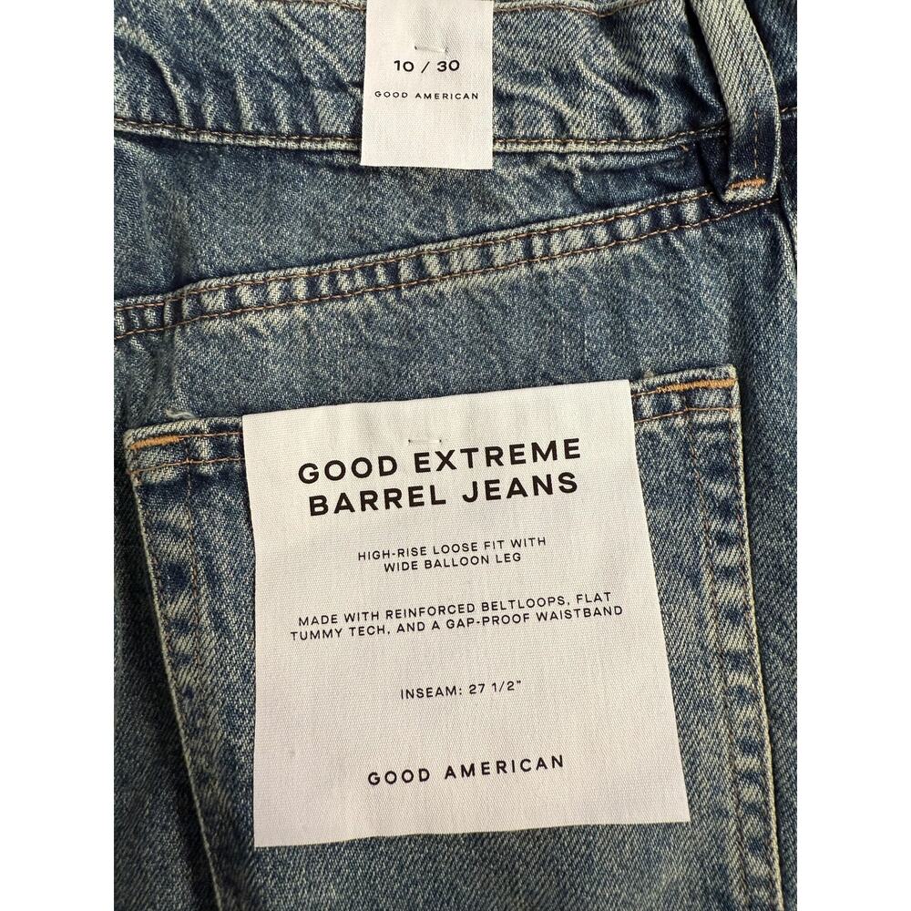 Good American Jeans Women's 10/30 Blue Good Extreme Barrel High Rise NWT - Picture 3 of 12